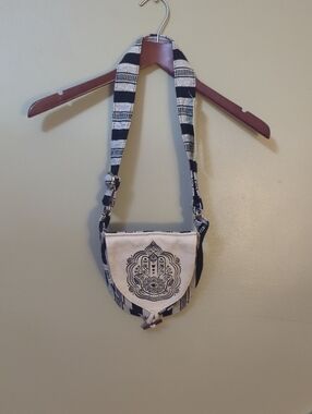 Soul Flower Black and Cream Woven Crossbody Bag